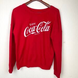 Womens Sweatshirt Sz M Coca Cola Retro Thin Indie Grunge Hipster Distressed Red